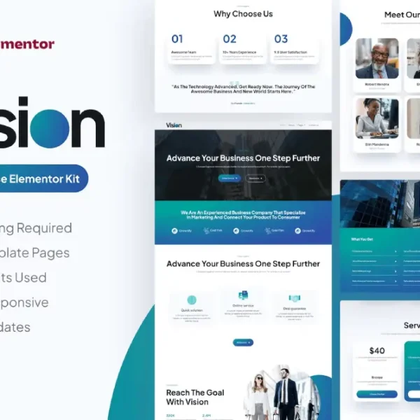 Vision: Multipurpose Elementor Template Kit for Service-Based Websites