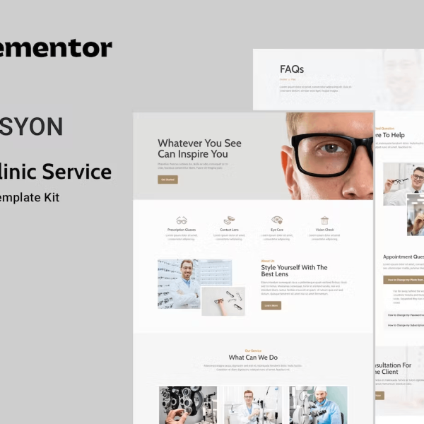 Visyon and Optic Clinic Service Elementor Template Kit