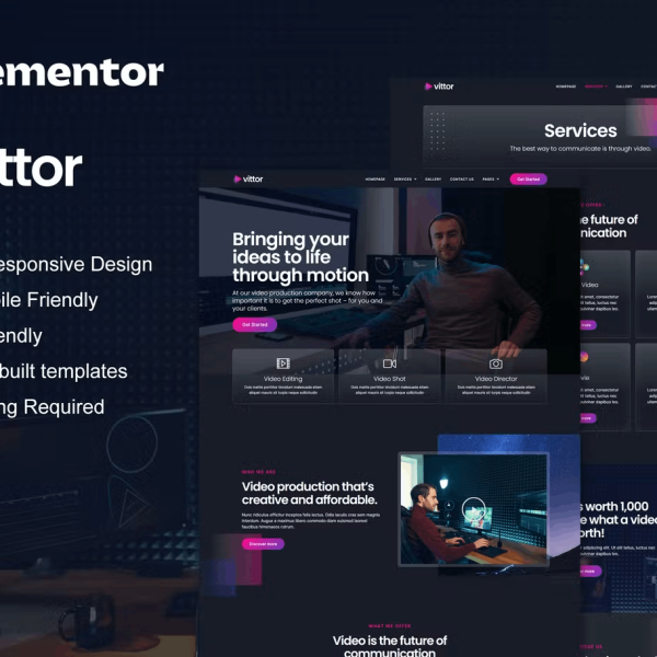 Vittor and Video Production Service Elementor Pro Template Kit