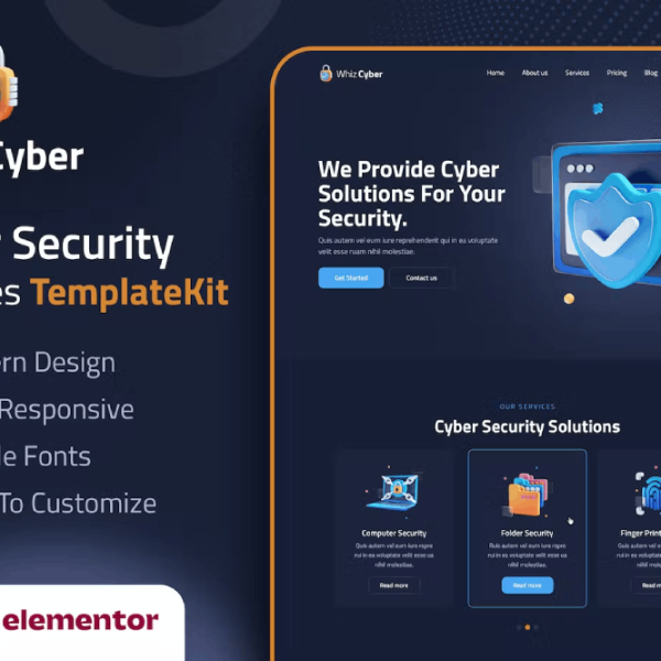 WhizCyber and Cyber Security Elementor Template Kit