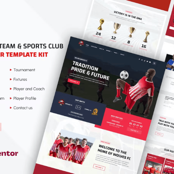 Wolves - Football Team and Sports Club Elementor Template Kit