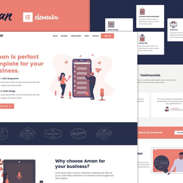 Aman – One Page Elementor Template Kit