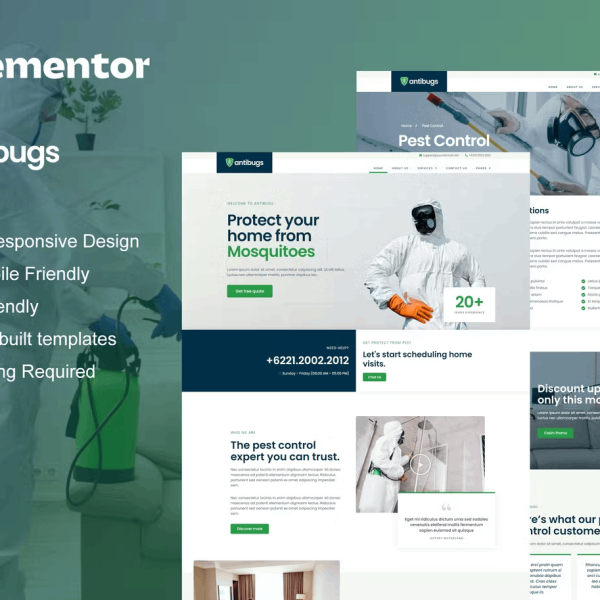 Antibugs and Pest Control Service Elementor Template Kit