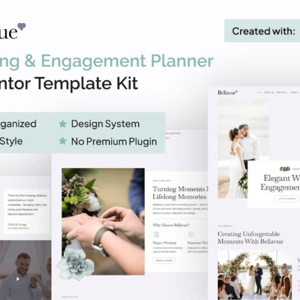 Bellavue – Wedding and Engagement Planner Elementor Template Kit