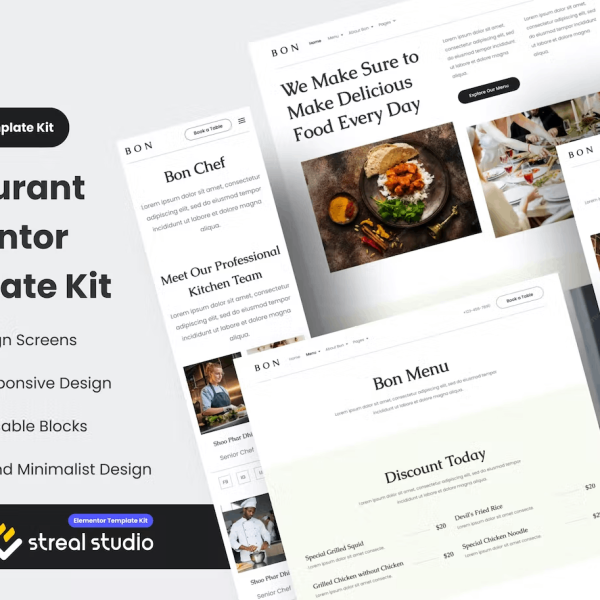 Bon and Restaurant Elementor Template Kit