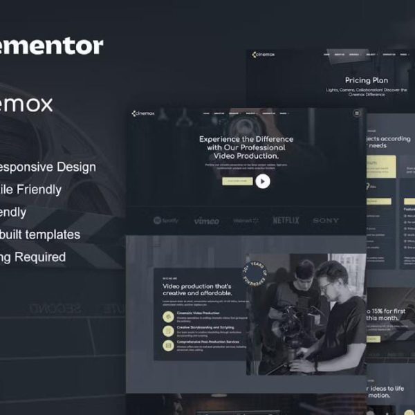 Cinemox - Elementor Pro Template Kit for Video Production Company