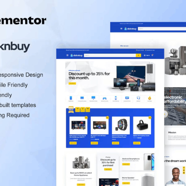 Clicknbuy – Woocommerce Electronic Store Elementor Template Kit