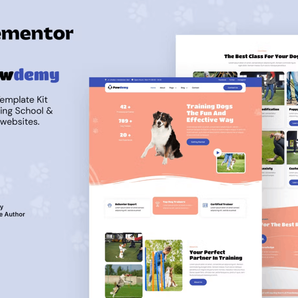 Pawdemy and Pet Training Academy Elementor Template Kit