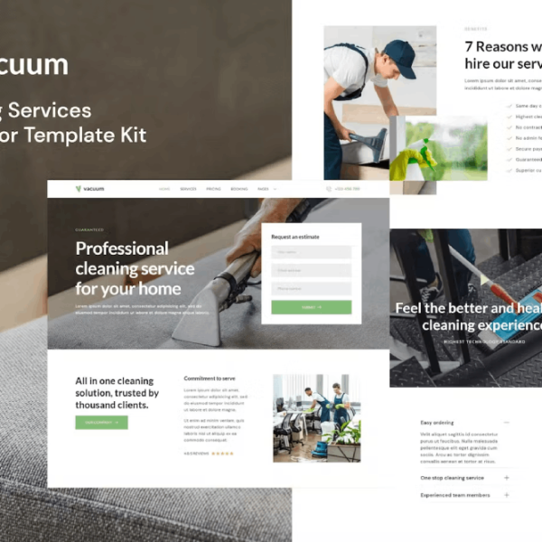 Vacuum and Cleaning Services Company Elementor Template Kit