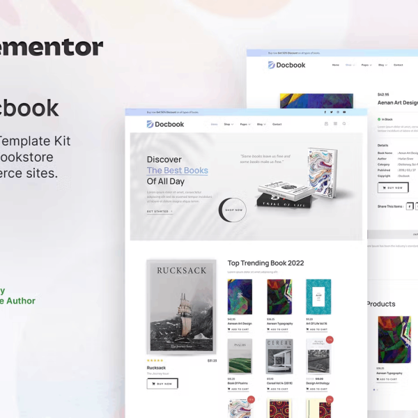 Docbook and Online Bookstore WooCommerce Elementor Template Kit