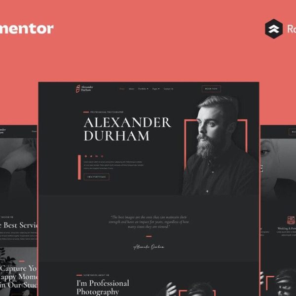 Alexander Durham: Elementor Pro Portfolio Template Kit for Professionals