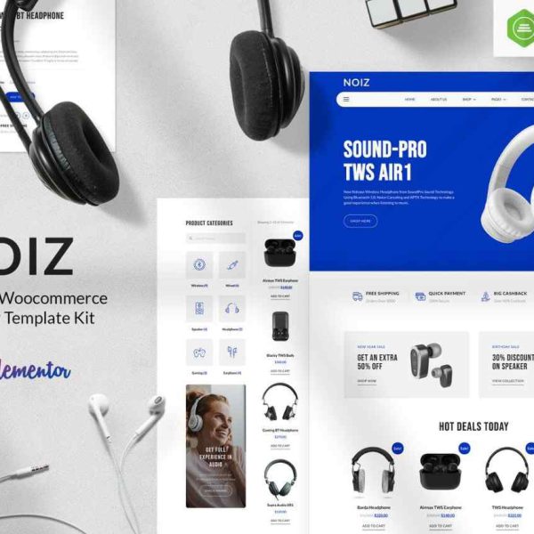 Noiz: Elementor Template Kit for Audio Stores with WooCommerce