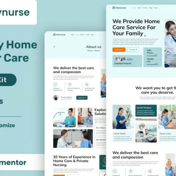 Novnurse: Senior Care Services Elementor Template Kit for Home Care Websites