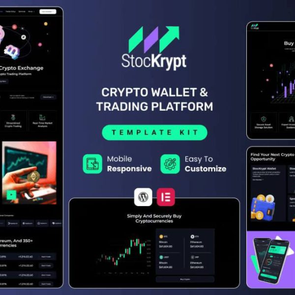 Stockrypt: Elementor Template Kit for Online Trading & Investment