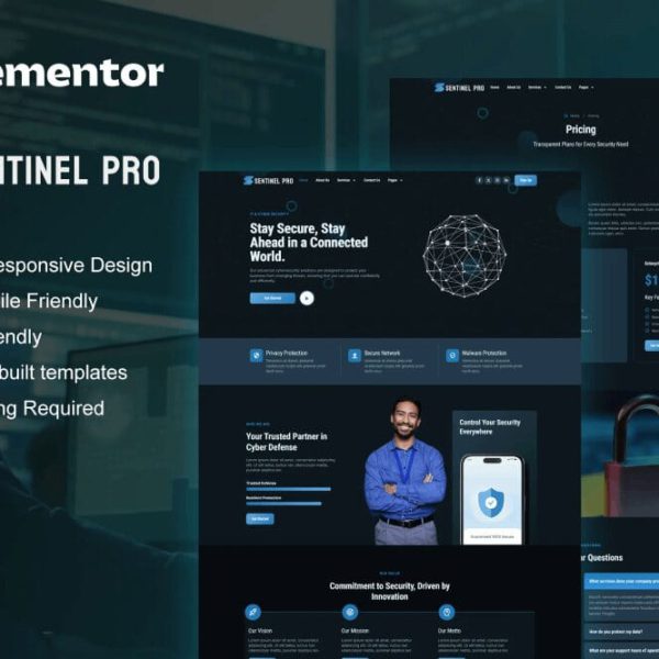 Sentinel: Elementor Template Kit for Cyber Security Services