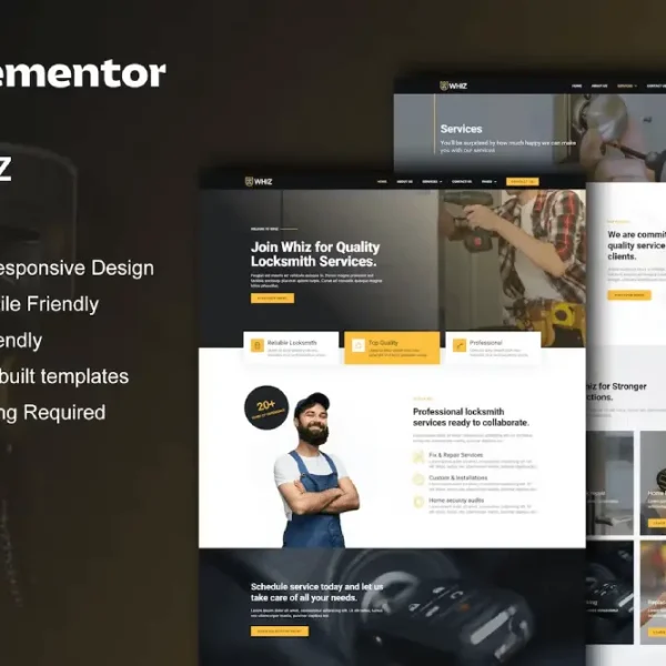Whiz: Elementor Pro Template Kit for Locksmith & Key Maker Services