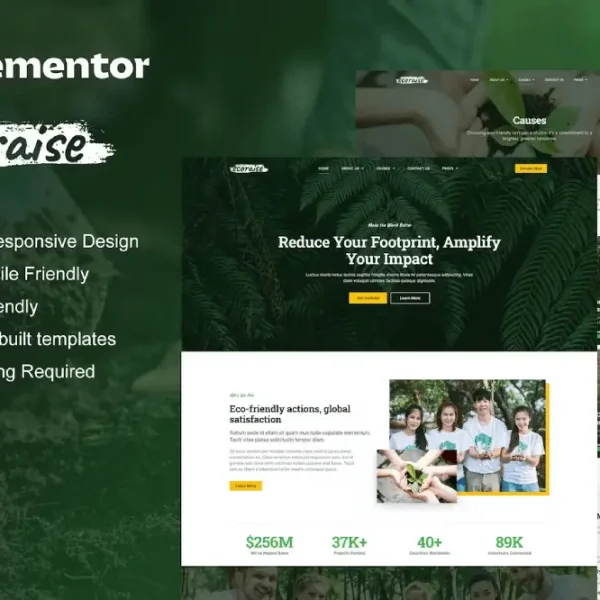 EcoRaise – Elementor Template Kit for Environmental Charities & Nonprofits