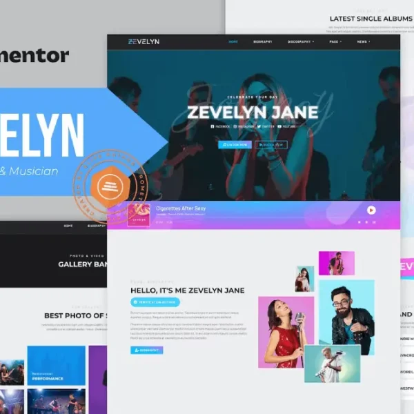 Zevelyn: Elementor Template Kit for Music Bands & Musicians