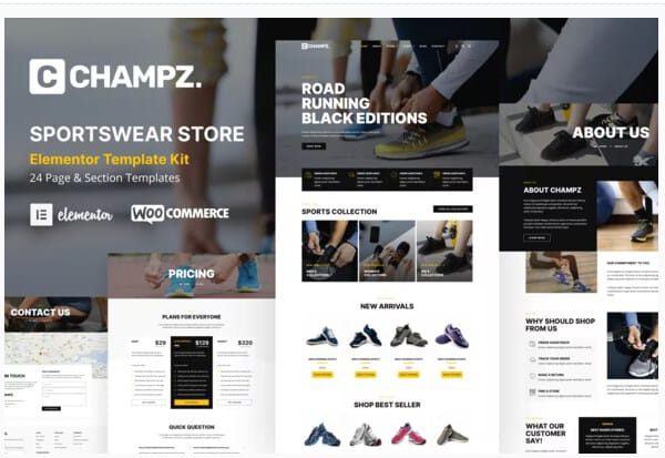 Champz: Elementor Template Kit for Sneakers & Sports Apparel Store