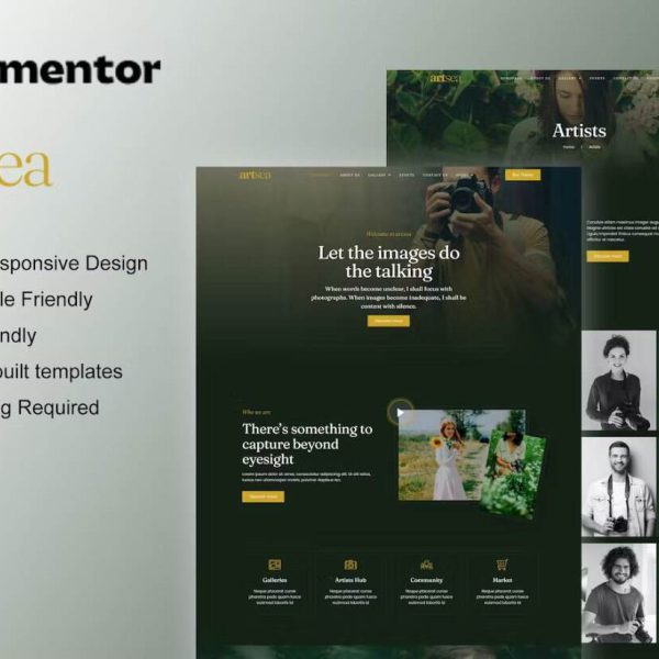 Artsea: Elementor Template Kit for Photography & Art Galleries