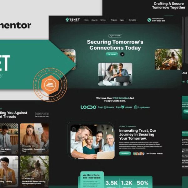 Tenet: Elementor Pro Template Kit for Cyber Security Services