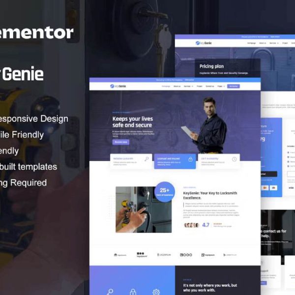 KeyGenie - Template Kit for Locksmith & Key Maker Service with Elementor