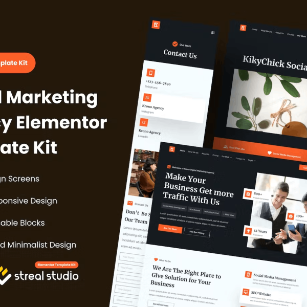 Krono and Marketing Agency Elementor Template Kit