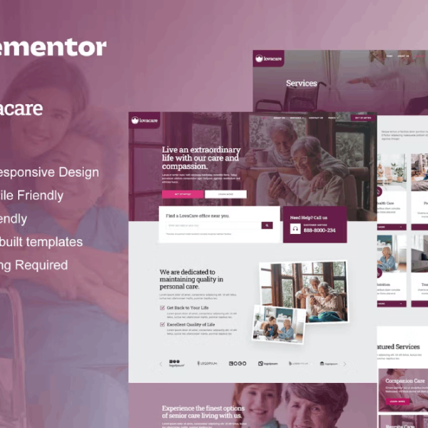 LovaCare and Senior Care Services Elementor Template Kit