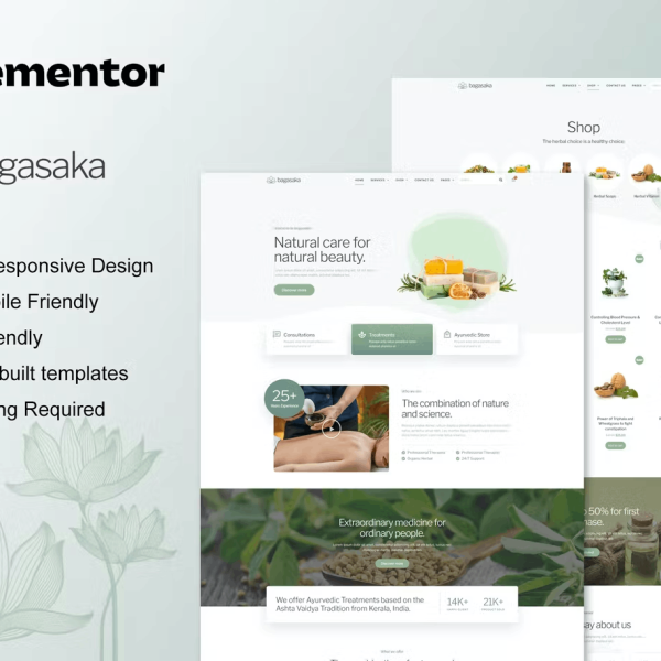 Bagasaka – Ayurveda Treatment and WooCommerce Store Template Kit
