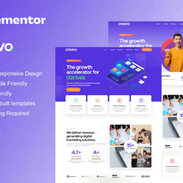 Creavo – Creative Agency and Digital Marketing Elementor Template Kit