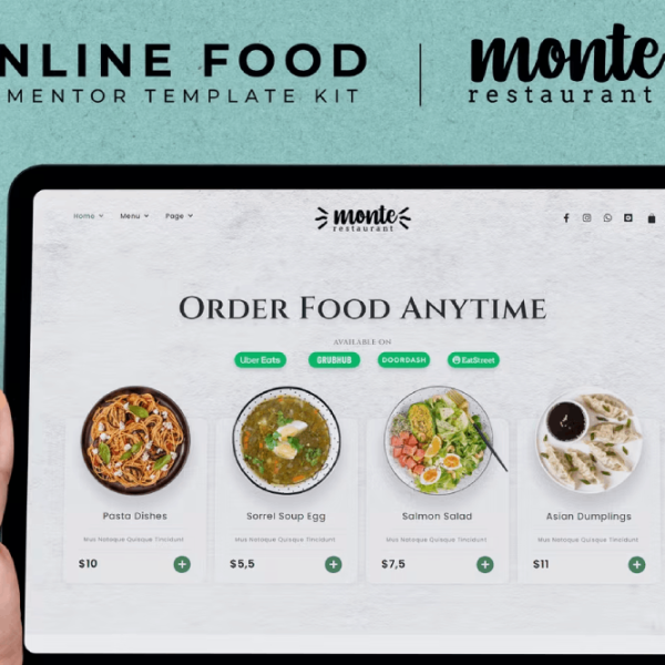 Monte and Online Food Elementor Template Kit