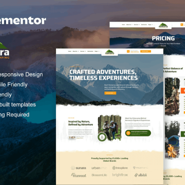 Nomarra – Outdoor Adventure and Camping Elementor Pro Template Kit