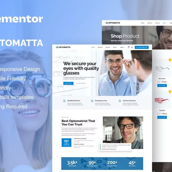 Optomatta – Optician and Optical Store Elementor Pro Template Kit