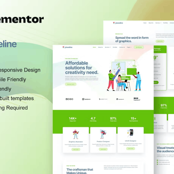 Pixeeline – Graphics Illustration Freelance and Creative Agency Kit
