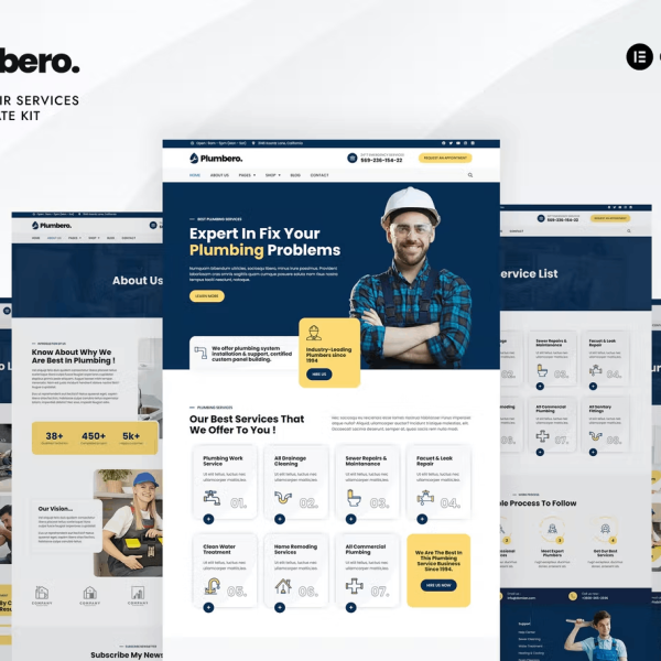 Plumbero – Plumber and Repair Services Elementor Template Kit