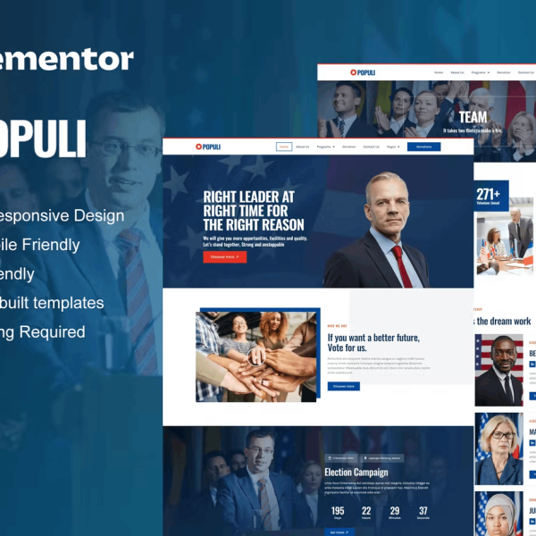 Populi and Politician Elementor Template Kit