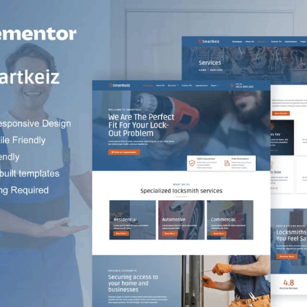 Smartkeiz and Locksmith Service Elementor Template Kit