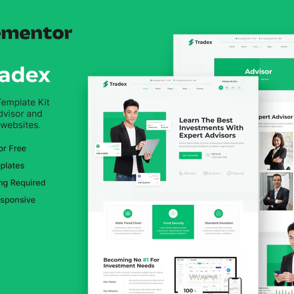 Tradex – Stock Advisor and Investment Elementor Template Kit