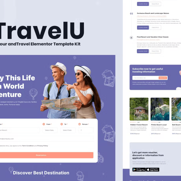 TravelU and Tour and Travel Elementor Template Kit