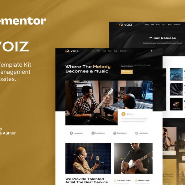 Voiz and Music Management Agency Elementor Template Kit