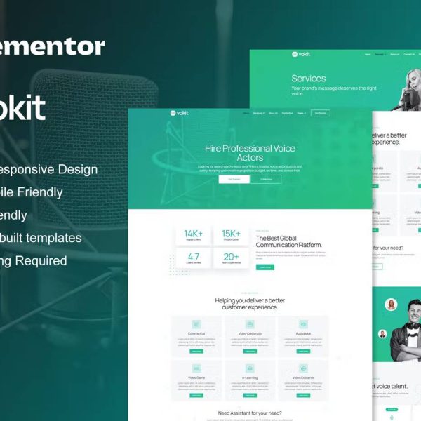 VoKit and Voice Over Services Elementor Template Kit