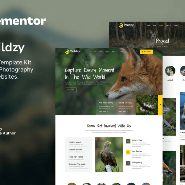 Wildzy and Wildlife Photography Elementor Template Kit