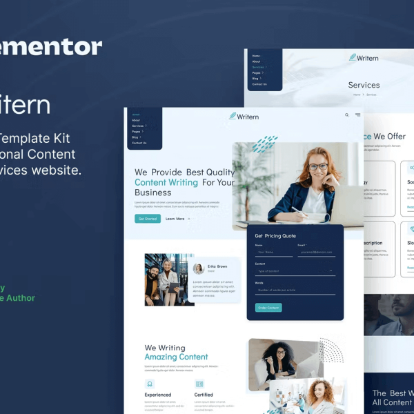 Writern and Content Writing Services Elementor Template Kit